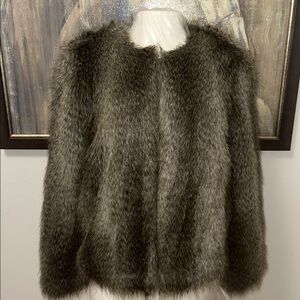 Armani Exchange Women's Blouson Faux Fur Jacket - Gray NWT SIZE 12